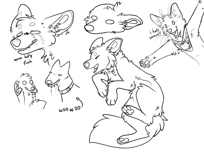 anthro arms_out bodily_fluids cheek_tuft collar crying dewclaw dialogue digitigrade directional_arrow dot_eyes drooling ears_down eyes_closed facial_tuft feral fur handpaw head_tuft kerchief kerchief_only mostly_nude neckerchief neckerchief_only neckwear no_pupils open_mouth open_smile pawpads paws pivoted_ears profanity saliva scared semi-anthro sharp_teeth smile snout spread_arms sweat sweatdrop tail tears teeth text tongue tuft whiskers wide_eyed maligaytor mom_holy_fuck bluey_(maligaytor) woowoo_(maligaytor) canid canine canis domestic_cat domestic_dog felid feline felis fox herding_dog malinois_dog mammal pastoral_dog sheepdog 2023 black_and_white character_name digital_drawing_(artwork) digital_media_(artwork) english_text handwritten_text meme monochrome paint_tool_sai_(artwork) sketch sketch_page