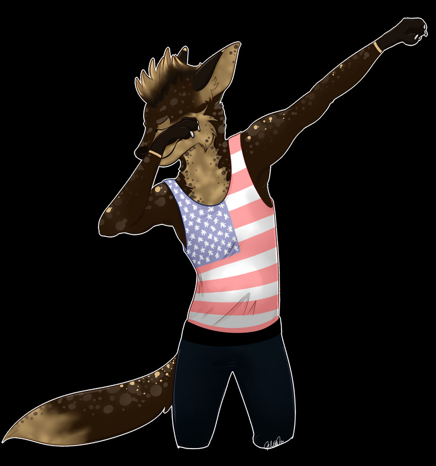 american_flag anthro canton clothing dabbing flag flag_clothing flag_print flag_shirt flag_topwear fur male markings pattern_clothing pattern_shirt pattern_tank_top pattern_topwear print_clothing print_shirt print_tank_top print_topwear shirt solo spots spotted_body spotted_fur striped_clothing striped_shirt striped_tank_top striped_topwear stripes tank_top topwear united_states_of_america junijoobs hyena mammal 2018 alpha_channel digital_media_(artwork) hi_res meme