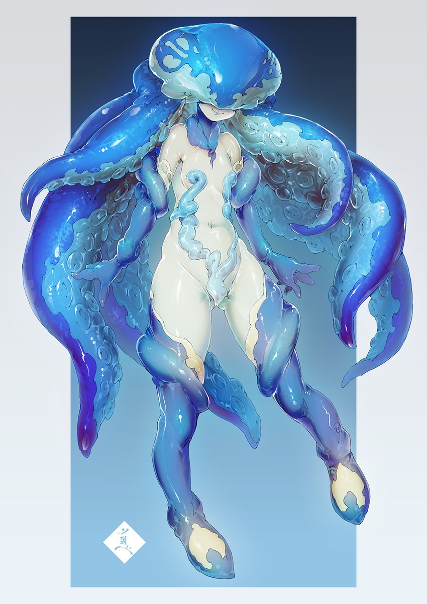 breasts female monster_girl_(genre) navel nude pseudo_hair small_breasts smile solo tentacle_hair tentacles thick_thighs unknown_artist animal_humanoid cephalopod cephalopod_humanoid humanoid marine marine_humanoid mollusk mollusk_humanoid octopus_humanoid hi_res