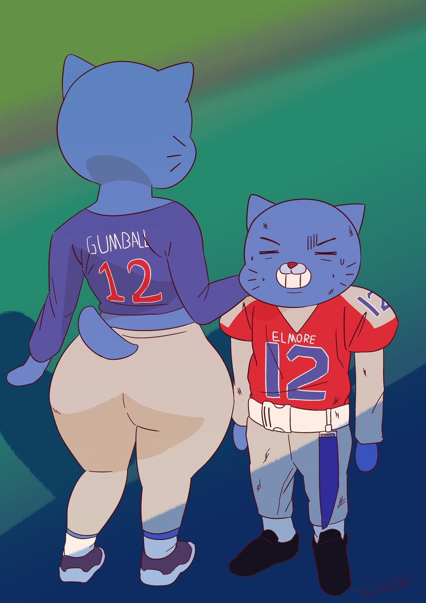 age_difference anthro big_butt bottomwear butt clothed clothing facing_away_from_viewer female football_gear football_jersey football_uniform front_view looking_away male mature_anthro mature_female older_female pants pose rear_view smile thick_thighs topwear young young_anthro young_male younger_male toonarscontent cartoon_network the_amazing_world_of_gumball gumball_watterson nicole_watterson domestic_cat felid feline felis mammal absurd_res digital_drawing_(artwork) digital_media_(artwork) full-length_portrait hi_res portrait shaded simple_shading mother_(lore) mother_and_child_(lore) mother_and_son_(lore) parent_(lore) parent_and_child_(lore) parent_and_son_(lore) son_(lore)