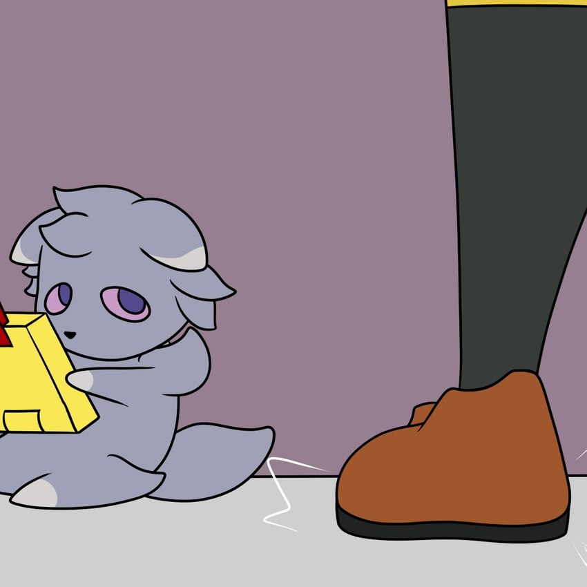 anthro clothing console duo female footwear fur gaming grey_body grey_fur playing_video_game purple_eyes shoes sitting socks tail kuge game_boy game_boy_family nintendo pokemon piku_(kuge) espurr generation_6_pokemon human mammal pokemon_(species) 1:1