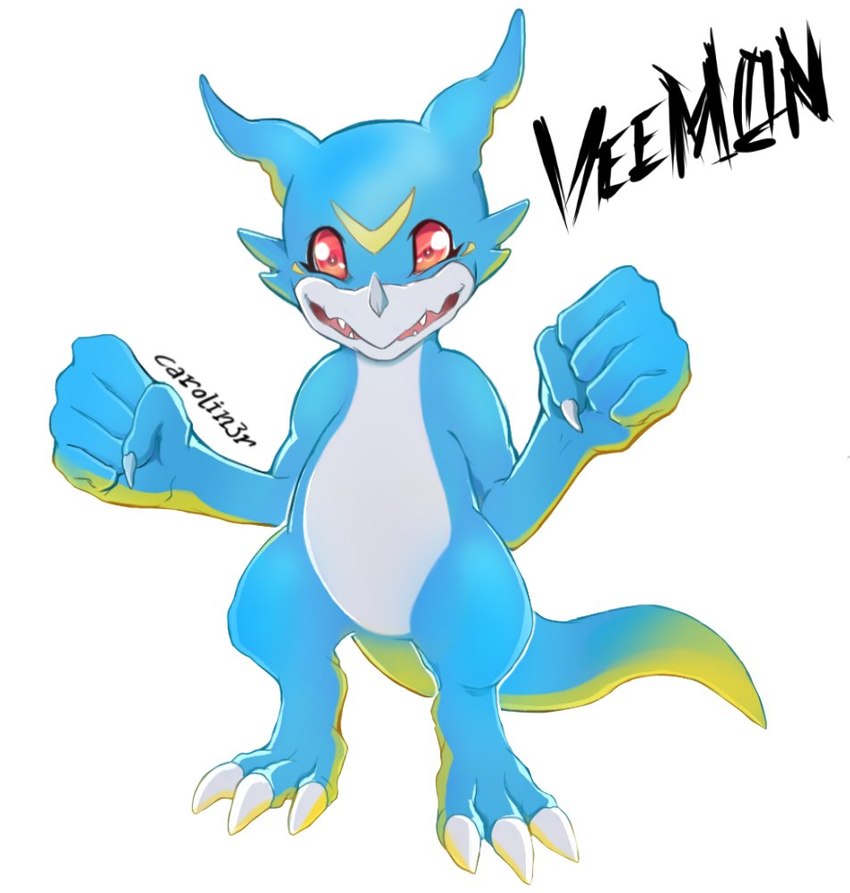 ambiguous_gender anthro solo carolin3r bandai_namco digimon mythology digimon_(species) dragon mythological_creature mythological_scalie scalie veemon