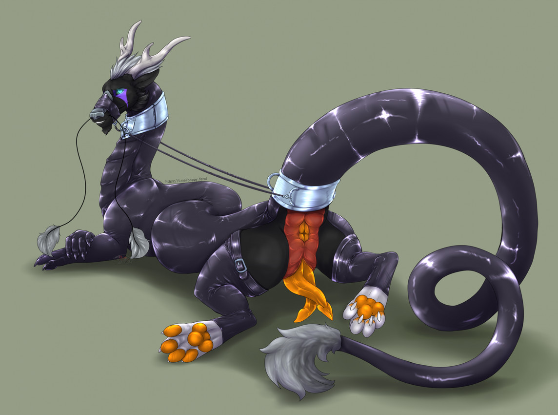 animal_genitalia anus ass_up butt claws clothing erection feral genital_slit genitals horn latex latex_clothing male pawpads penis presenting presenting_anus raised_tail red_body red_scales scales solo tail tail_tuft tapering_tail tuft ventral_scales white_claws white_horn yellow_anus yellow_body yellow_pawpads yellow_penis yellow_scales poppy_feral mythology dragon mythological_creature mythological_scalie scalie hi_res