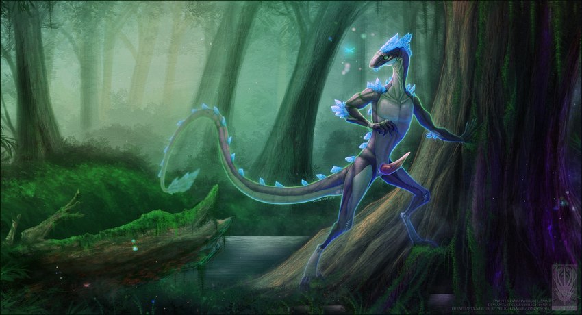 anthro erection forest forest_background genitals male nature nature_background penis plant scenery solo standing text tree twilightsaint animal_humanoid humanoid lizard lizard_humanoid lizardman reptile reptile_humanoid scalie scalie_humanoid english_text hi_res url