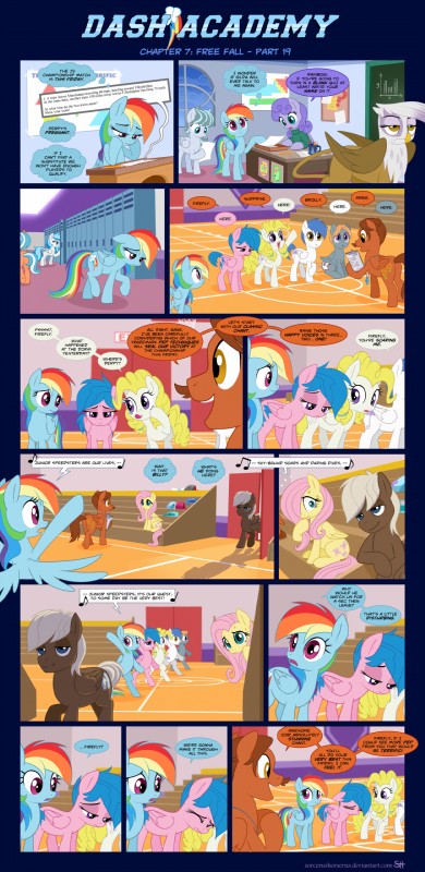 beak dialogue female feral male tail text wings sorc friendship_is_magic hasbro my_little_pony mythology dumb-bell_(mlp) firefly_(pre-g4) fluttershy_(mlp) gilda_(mlp) rainbow_dash_(mlp) surprise_(pre-g4) avian equid equine gryphon mammal mythological_avian mythological_creature mythological_equine pegasus 2017 absurd_res comic english_text hi_res