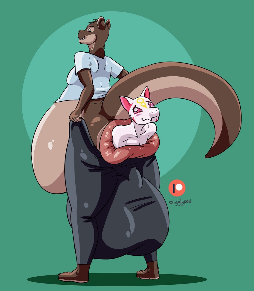 anal anal_vore anthro anus balls big_anus big_balls duo genitals huge_anus huge_balls hyper hyper_anus hyper_balls hyper_genitalia male male/male male_pred male_prey partially_inside puffy_anus vore igglypou george_(bottler) mammal mustelid otter absurd_res hi_res