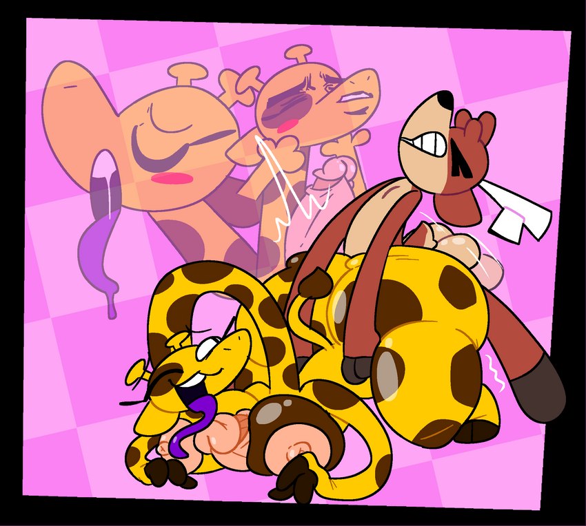 ahegao anthro areola balls big_balls big_breasts breasts doggystyle female from_behind_position genitals gynomorph intersex intersex/male long_neck looking_pleasured male male/female sex solo thick_thighs kcstando cain_(superiorfoxdafox) mabel_(kcstando) deer giraffe giraffid mammal hi_res