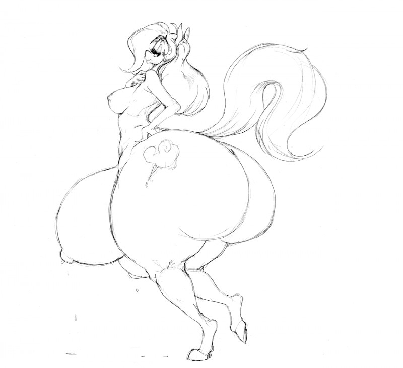 anthro big_butt big_teats breasts breasts_and_teats butt female huge_butt huge_teats nipples nude solo teats rabid hasbro my_little_pony backy_(mlp) fan_character equid equine mammal monochrome