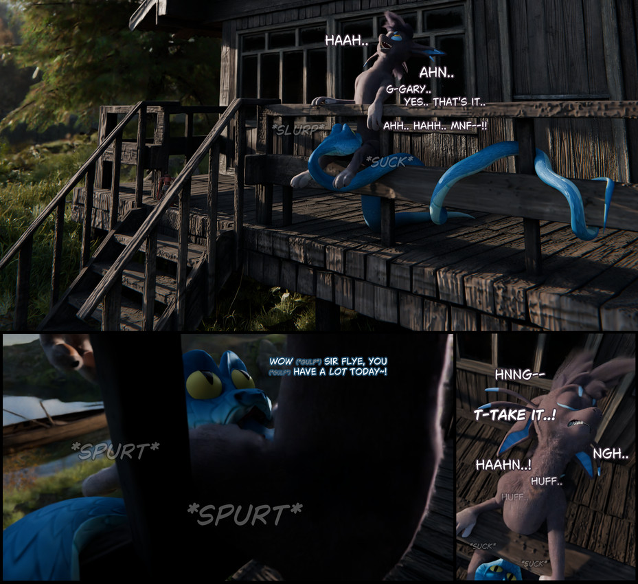 anthro anthro_on_feral barbel_(anatomy) bestiality black_hair blue_body blue_inner_ear blue_penis blue_scales boat bodily_fluids breath brown_body brown_fur cabin clenched_teeth cum cum_in_mouth cum_inside dialogue drinking drinking_cum duo eyes_closed fellatio feral flesh_whiskers forest fur genital_fluids genitals grass grunting hair holding_railing knot knotted_penis looking_up male male/male moan moaning_name name_in_dialogue non-canine_knot oral orange_body orange_fur orange_pawpads outside pawpads penile penis plant scales scaly_tail sex slurping sound_effects stuttering sucking surprised swallowing tail teeth text tilde_after_text tree vehicle water watercraft wood yellow_eyes neonwabbit irongut_(modeler) rasterraccoon_(modeler) disney mythology zootopia flye gary_de'snake dragon furred_dragon furred_scalie mythological_creature mythological_scalie reptile scalie snake wingless_dragon 2025 3d_(artwork) comic digital_media_(artwork) english_text hi_res