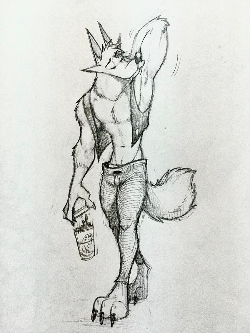 anthro armpit_fetish armpit_sniffing athletic athletic_anthro athletic_male big_muscles biped container cup fur holding_container holding_cup holding_object male muscular sniffing solo tongue walking_towards_viewer white_body white_fur piti_yindee hank_howell_(piti_yindee) canid canine canis mammal wolf 2024 3:4 hi_res