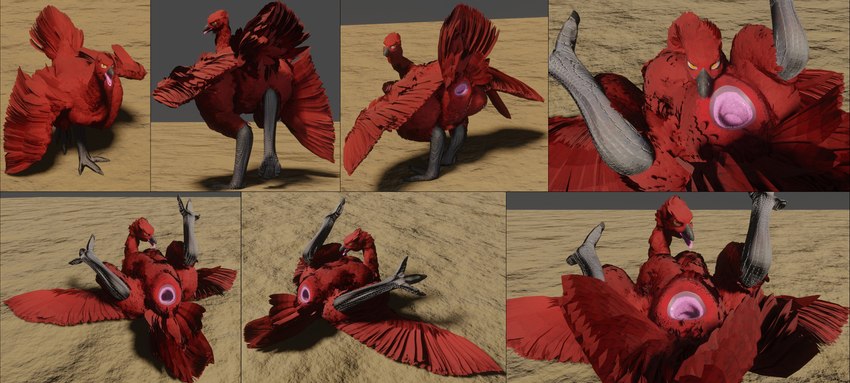 animal_genitalia avian_butt beak black_body black_scales bodily_fluids claws cloaca cloaca_juice digitigrade feathered_wings feathers female feral gaping gaping_cloaca genital_fluids genitals looking_at_viewer looking_back lying on_back open_mouth pink_cloaca presenting presenting_cloaca red_body red_feathers scales solo spread_legs spread_wings spreading tail tail_feathers wings yellow_eyes zevex avian collage_(disambiguation) 3d_(artwork) absurd_res digital_media_(artwork) hi_res