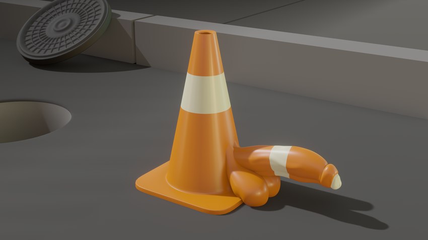 balls erection foreskin genitals glans humanoid_genitalia humanoid_penis humor male manhole_cover not_furry orange_balls orange_penis penis solo traffic_cone white_glans why doctor_fastoss inanimate_object 16:9 3d_(artwork) 4k absurd_res digital_media_(artwork) hi_res meme widescreen