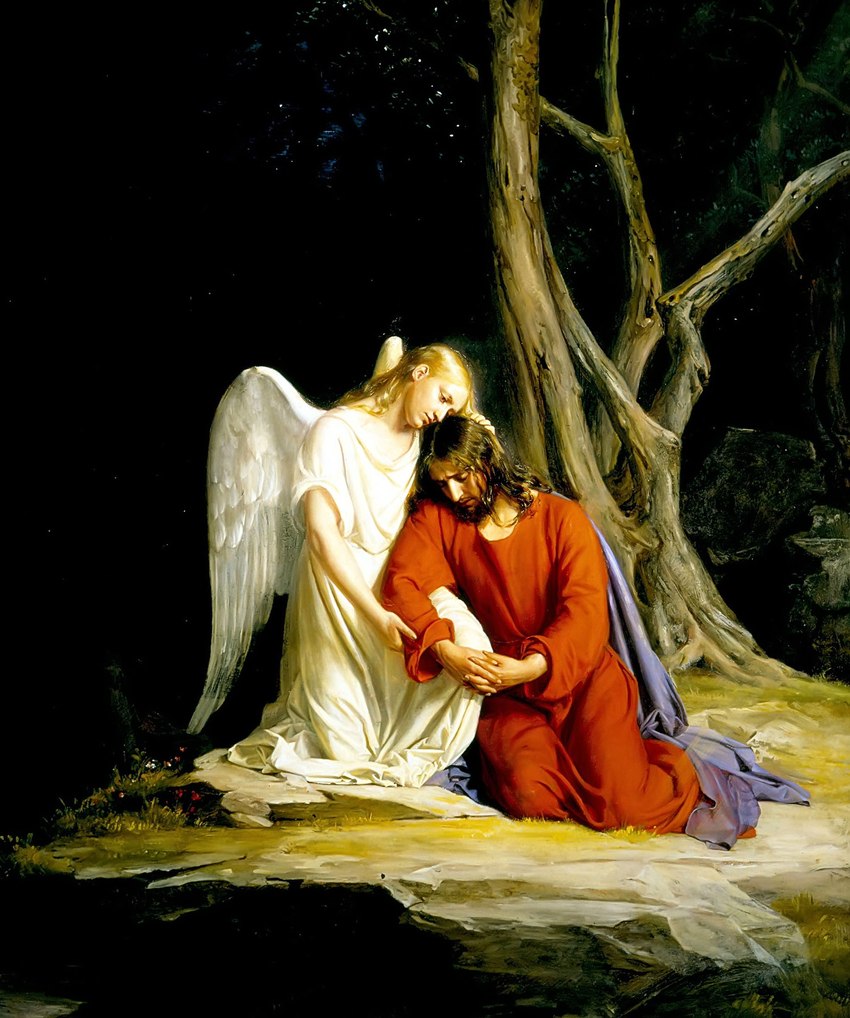 arm_grab back_wings blonde_hair brown_hair christianity clothed clothing duo eyebrows eyes_closed feathered_wings feathers female fingernails fully_clothed grass hair hand_on_head head_on_head hug kneeling kneeling_on_ground lips looking_down_at_another male mouth_closed nails night not_furry outside plant red_clothing red_robe religion robe rock sitting tan_body tan_skin tree white_body white_clothing white_feathers white_robe wings carl_bloch bible jesus_christ angel angel_humanoid human humanoid mammal winged_humanoid 1873 19th_century absurd_res ancient_art hi_res oil_painting_(artwork) painting_(artwork) traditional_media_(artwork)