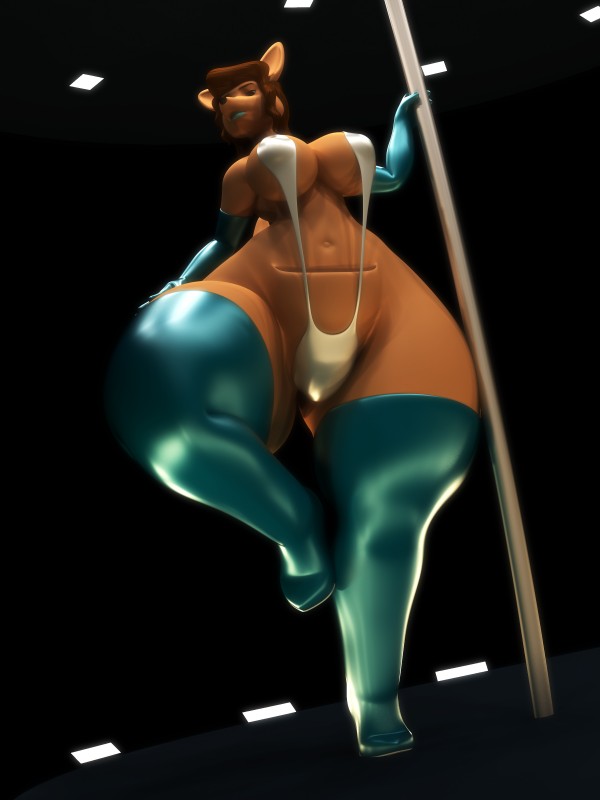 anthro biped boots brown_hair clothing dancing female footwear gloves hair handwear high_heeled_boots high_heels hyper navel pole pole_dancing shoes solo standing stripper_pole thick_thighs wide_hips anthroanim abigail_roo kangaroo macropod mammal marsupial 2018 3:4 3d_(artwork) absurd_res digital_media_(artwork) hi_res