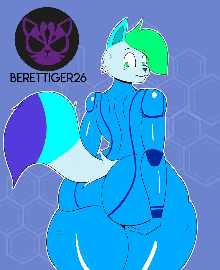 anthro big_butt butt fluffy fluffy_tail looking_back male solo tail wide_hips zero_suit berettiger26 metroid nintendo zapzap domestic_cat felid feline felis mammal hi_res