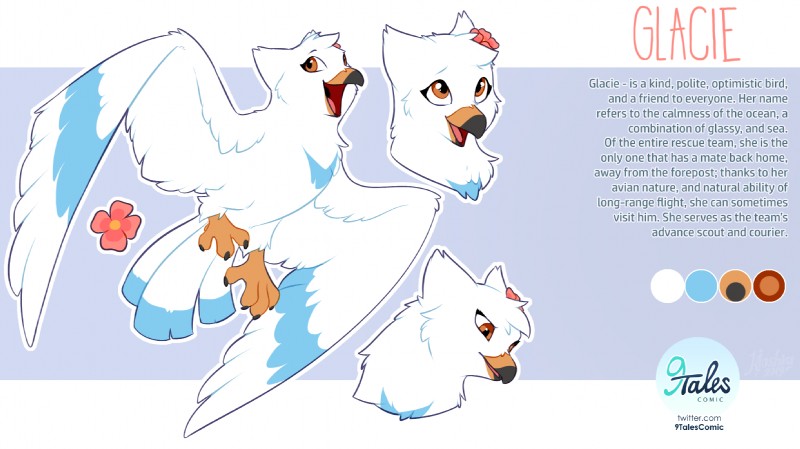 beak brown_eyes digitigrade female feral happy simple_background smile solo text hioshiru kejifox 9tales_comic nintendo pokemon glacie_(9tales) avian generation_3_pokemon pokemon_(species) wingull 2019 bust_portrait character_name digital_media_(artwork) english_text full-length_portrait hi_res model_sheet portrait url