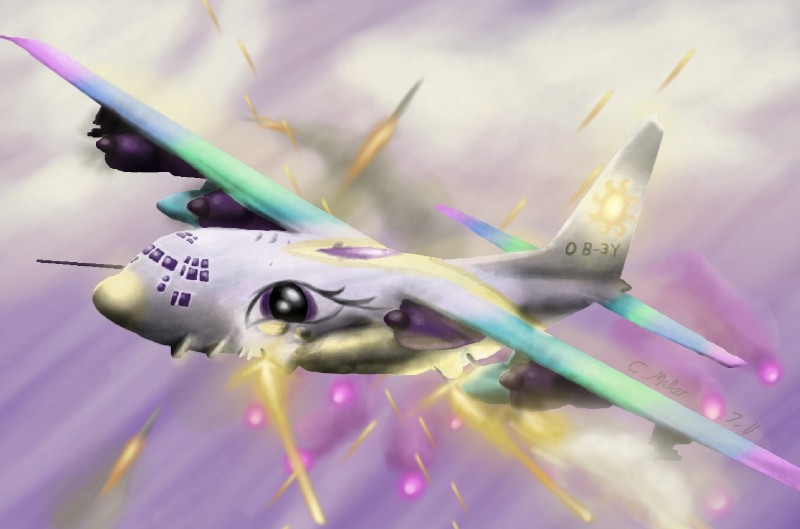 ac-130 aircraft airplane ambiguous_gender flares obey princess royalty solo vehicle feralblooddragon friendship_is_magic hasbro my_little_pony princess_celestia_(mlp) 2011