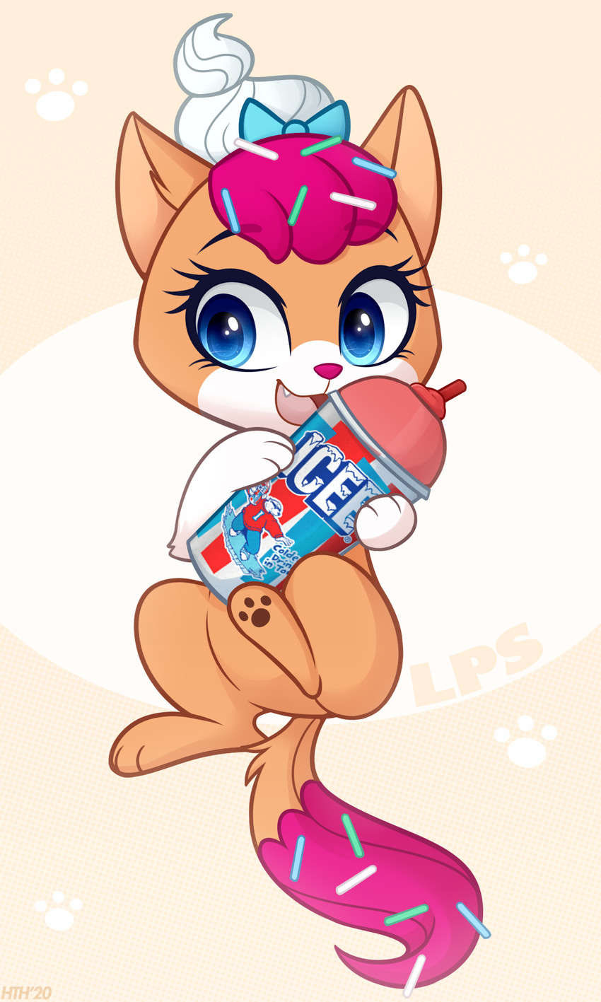 beverage blue_eyes eyelashes fangs featureless_crotch female feral holding_object open_mouth open_smile pawpads smile solo teeth higglytownhero hasbro icee littlest_pet_shop littlest_pet_shop_(2012) sugar_sprinkles domestic_cat felid feline felis mammal 2020 3:5 digital_media_(artwork) hi_res signature