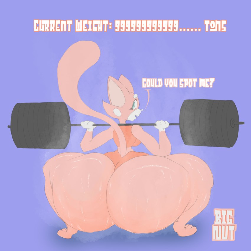 anthro big_butt bodily_fluids bottom_heavy butt dialogue exercise exercise_clothing exercise_equipment female huge_butt hyper hyper_butt looking_at_viewer looking_back musk musk_clouds musky_butt omni_strenght solo steam steaming_ass steaming_body sweat sweatdrop sweaty_butt talking_to_viewer biggus_nutter super_planet_dolan shima_luan domestic_cat felid feline felis mammal 1:1 hi_res