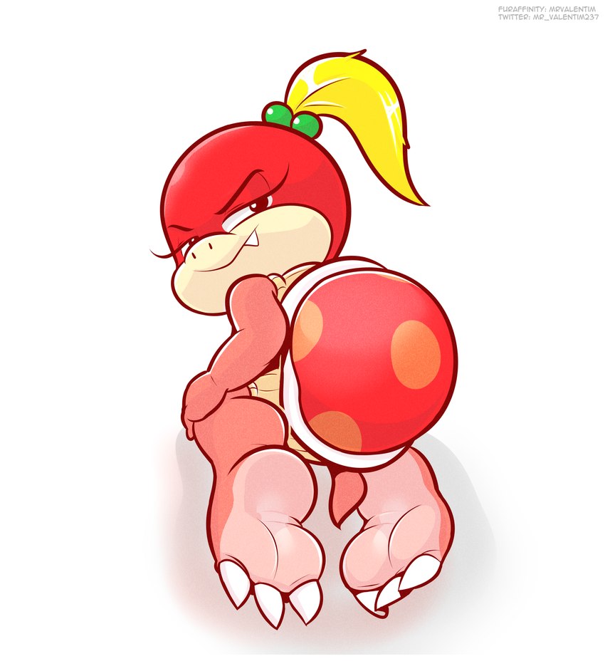 3_toes barefoot blonde_hair claws feet female foot_fetish foot_focus hair looking_at_viewer ponytail sharp_teeth soles solo teeth toe_claws toes mrvalentim mario_bros nintendo pom_pom_(mario) koopa reptile scalie absurd_res hi_res