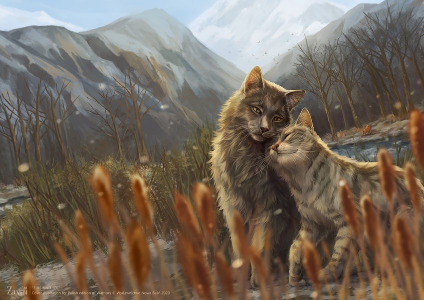 amazing_background ambiguous/ambiguous ambiguous_gender canon_couple cattail_(plant) cuddling detailed_background detailed_fur duo_focus eyes_closed feral fur grey_body grey_fur group mountain orange_body orange_fur outside paws plant river scenery_porn sitting sky smile tree trio whiskers yellow_eyes zilven warriors_(book_series) firestar_(warriors) graystripe_(warriors) silverstream_(warriors) domestic_cat felid feline felis mammal tabby_cat 2020 detailed official_art shaded female_(lore) male_(lore)