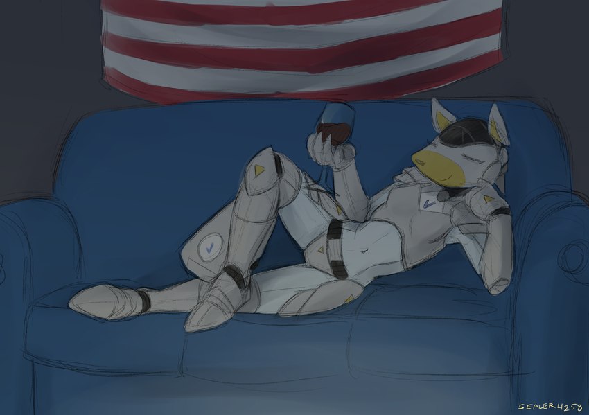 aircraft airplane american_flag anthro armor_plates blue_eyes breasts container cup female flag furniture goblet joints machine navel non-mammal_breasts not_furry reclining reclining_on_sofa reclining_pose small_breasts smile sofa solo spread_legs spreading united_states_of_america vehicle white_body sealer4258 kat_(sealer4258) aircraft_humanoid living_aircraft living_machine living_vehicle robot robot_anthro hi_res