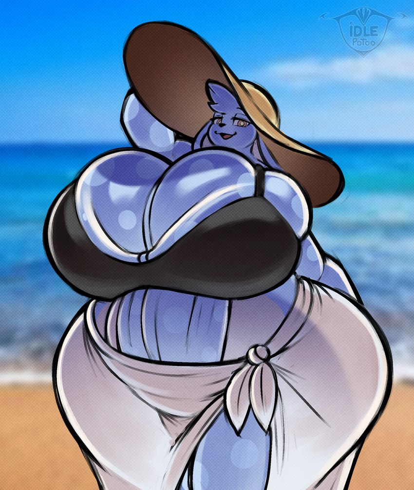 :3 anthro backlighting ball_squish balls balls_as_fake_breasts bangs beach belly big_balls bikini bikini_top black_bikini black_clothing black_nose black_swimwear black_topwear blue_balls blue_body blue_ears blue_fur blue_hair blue_spots bottomwear bulging_balls cat_smile clothing crotch_lines curvy_figure eyelashes fake_breasts femboy floppy_ears fluffy fluffy_hair front_view fur genital_raphe genitals hair hat headgear headwear holding_clothing holding_hat holding_headgear holding_headwear holding_object huge_balls hyper hyper_balls hyper_genitalia light logo long_ears looking_aside looking_at_viewer lop_ears male markings narrowed_eyes open_:3 open_mouth open_smile overweight overweight_male pink_eyes potbelly pupils raised_arm raphe_(anatomy) saggy_balls sand sarong scrotal_raphe scrotum_flap sea simple_background skindentation small_nose smile solo spots spotted_body spotted_markings squish straw_hat stretched_balls swimwear tan_hat tan_headwear thick_thighs three-quarter_view tied_clothing tight_clothing topwear two-piece_swimsuit water white_belly white_bottomwear white_clothing white_inner_ear white_sarong wide_hipped_anthro wide_hipped_male wide_hips wrinkles_in_clothes yellow_pupils idlepotoo simon_(simonthebunny) lagomorph leporid mammal rabbit 2024 artist_logo colored digital_media_(artwork) hi_res lighting portrait shaded signature soft_shading three-quarter_portrait