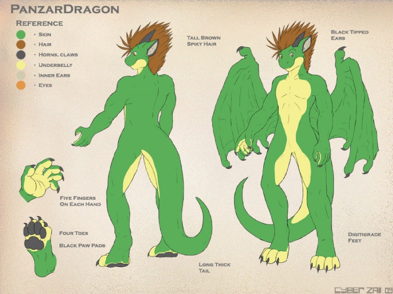 4_toes 5_fingers amber_eyes anthro claws color_swatch digitigrade feet fingers hindpaw horn male membrane_(anatomy) membranous_wings pawpads paws smile solo tail text toes wings spidersnax_(artist) mythology panzardragon dragon mythological_creature mythological_scalie scalie english_text model_sheet