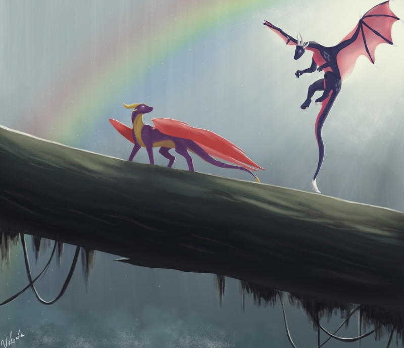 cynder and spyro (the legend of spyro and etc) created by valonia-feline