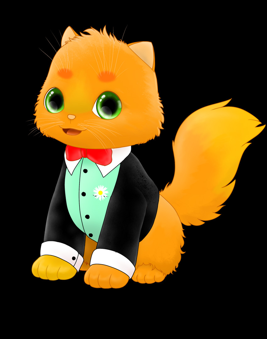 black_tie_(suit) clothing feral fur green_eyes male orange_body orange_fur smile solo suit whiskers young young_feral young_male fairycatcreation pio_fairy_cat domestic_cat felid feline felis mammal absurd_res alpha_channel hi_res