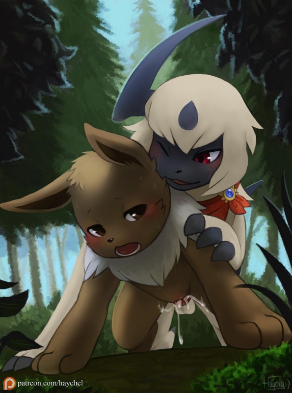 emma the eevee, fan character, and lumen the absol (nintendo and etc) created by haychel