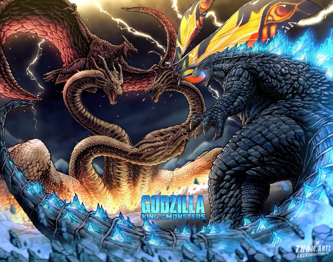 black_body blue_eyes claws electricity fangs_bared female feral fight finger_claws glowing glowing_eyes glowing_spikes group horn huge_wings lightning long_tail male multi_head orange_wings spikes tail wings yellow_body thomdotartz european_mythology godzilla_(series) greek_mythology monsterverse mothra_(series) mythology toho godzilla king_ghidorah mothra rodan_(toho) alien arthropod butterfly dinosaur dragon hydra insect kaiju lepidopteran moth mythological_creature mythological_scalie prehistoric_species pterodactylus pterosaur reptile scalie hi_res signature