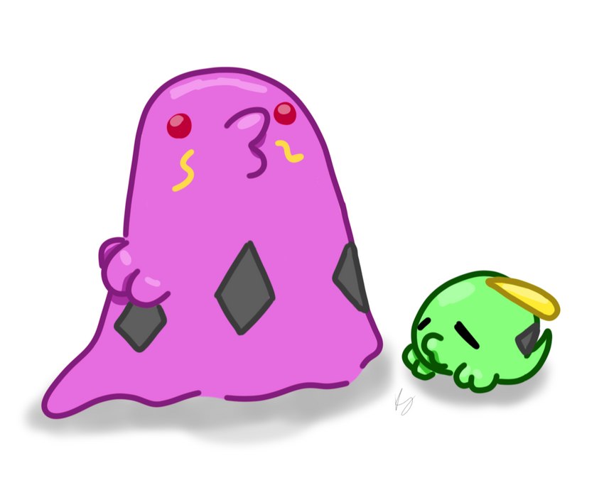 ambiguous_gender duo eyes_closed feral green_body purple_body red_eyes simple_background white_background kitkiy nintendo pokemon generation_3_pokemon gulpin pokemon_(species) swalot digital_media_(artwork)