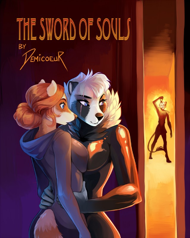 anthro blue_eyes clothed clothing eyebrows eyelashes female fingers hair red_hair skinsuit standing tight_clothing demicoeur saffron_(demicoeur) willow_(theredhare) canid canine mammal procyonid raccoon raccoon_dog 4:5 comic cover digital_media_(artwork) hi_res