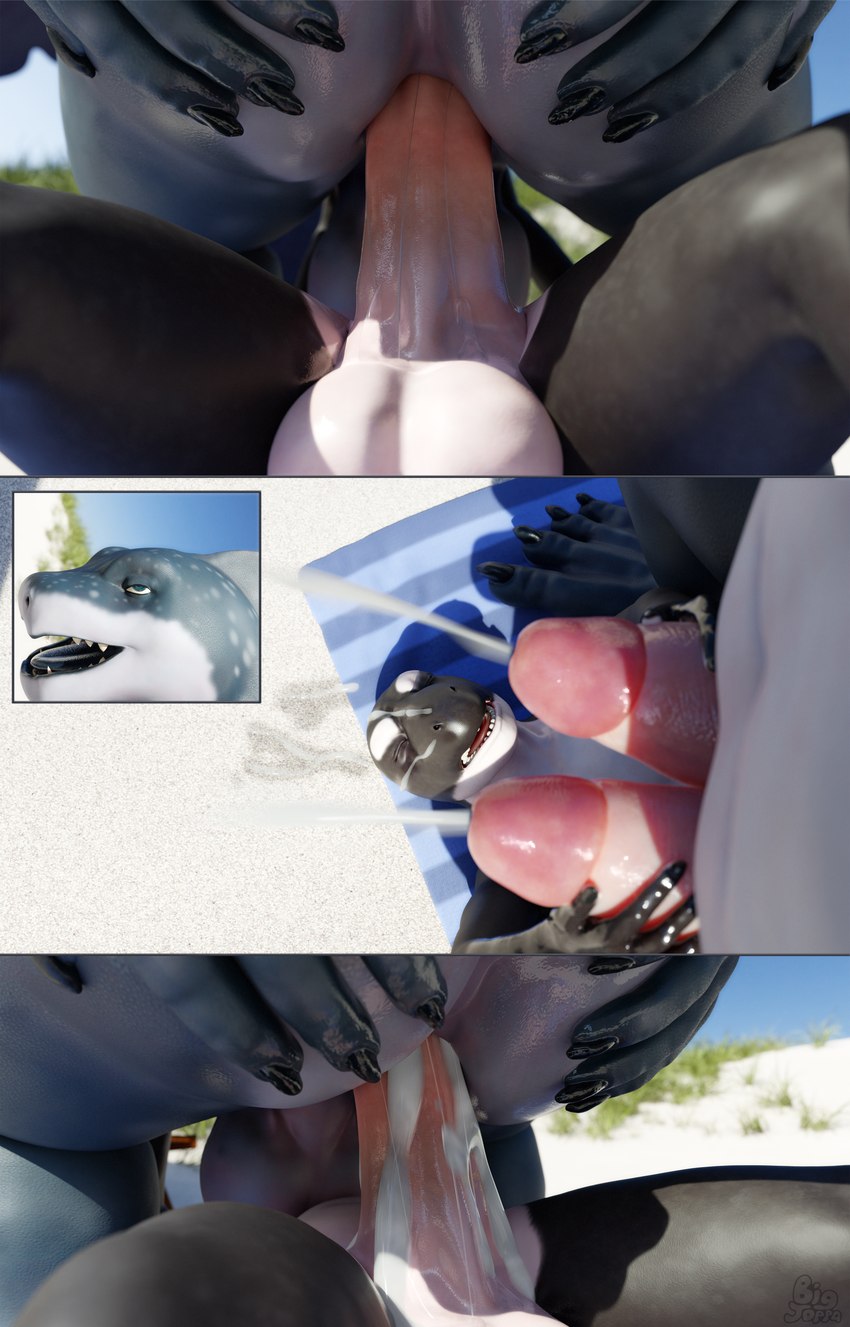 2_penises 4_toes 5_fingers 5_toes anal anal_penetration animal_genitalia animal_penis anthro balls beach belly big_balls big_penis biped black_body bodily_fluids butt cowgirl_position cum cum_in_ass cum_inside cum_on_face cum_while_penetrated cumshot duo ejaculation erection feet fingers from_front_position genital_fluids genitals glans hemipenes huge_penis humanoid_feet humanoid_genitalia humanoid_hands humanoid_penis hyper hyper_genitalia hyper_penis imminent_sex larger_penetrated looking_pleasured male male/male multi_genitalia multi_penis navel nipples nude on_bottom on_top oral outside overweight overweight_anthro overweight_male penetration penile penis pink_glans pink_penis plantigrade sand seaside sex size_difference slightly_chubby slightly_chubby_male small_dom_big_sub thick_thighs toes tongue tongue_out white_balls white_body bigjoppa carpet_shark cetacean dolphin fish mammal marine oceanic_dolphin orca shark toothed_whale whale_shark 3d_(artwork) absurd_res digital_media_(artwork) hi_res