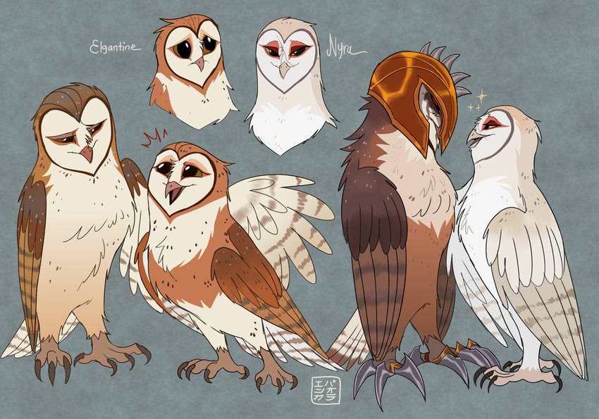 eglantine, kludd, metal beak, nyra, and soren (guardians of ga'hoole) created by kabuki-aku