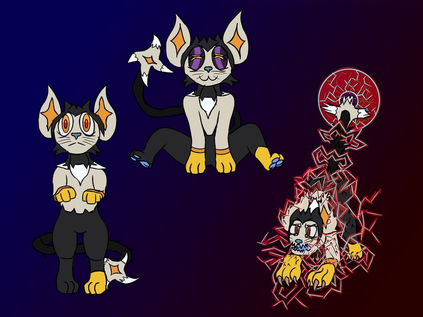 feral fighting_pose group paws pose trio maximilianofox nintendo pokemon garras shinxekin eevee generation_1_pokemon generation_4_pokemon pokemon_(species) shiny_pokemon 4:3 hi_res