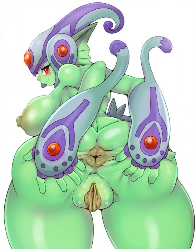 5_fingers anus breasts butt female fingers genitals green_body green_skin looking_at_viewer nipples nude presenting presenting_anus presenting_hindquarters presenting_pussy pussy rear_view red_eyes smile solo spread_anus spread_butt spreading thick_thighs matospectoru bandai_namco digimon animal_humanoid digimon_(species) fish fish_humanoid humanoid marine marine_humanoid ranamon 2019 digital_media_(artwork) hi_res