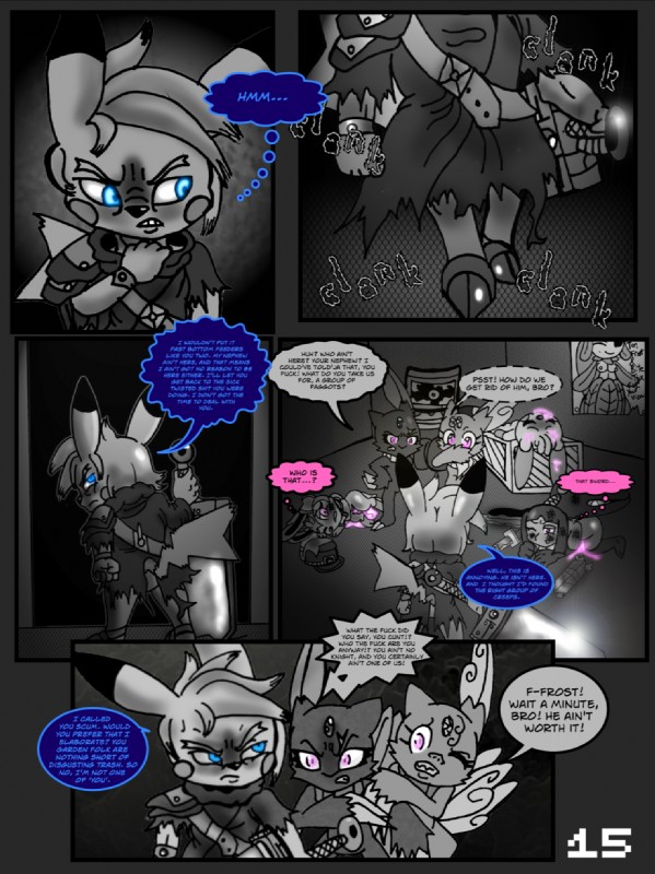 abuse after_sex ambiguous_gender battle bodily_fluids cum damage dialogue fan_comic female garden_of_eden genital_fluids glowing glowing_cum glowing_eyes group male melee_weapon semi-anthro sword text unusual_bodily_fluids unusual_cum unusual_genital_fluids weapon bluebean nintendo pokemon fan_character eeveelution generation_1_pokemon generation_2_pokemon generation_3_pokemon generation_5_pokemon generation_6_pokemon lilligant mammal mawile pikachu plusle pokemon_(species) rodent sneasel sylveon comic english_text greyscale hi_res monochrome unavailable_at_source