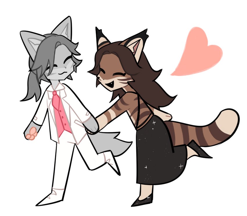 anthro chibi duo female heart_symbol male male/female pawpads romantic romantic_couple running tail tofukoi nara_sigrun_(character) troy_lesage absurd_res hi_res