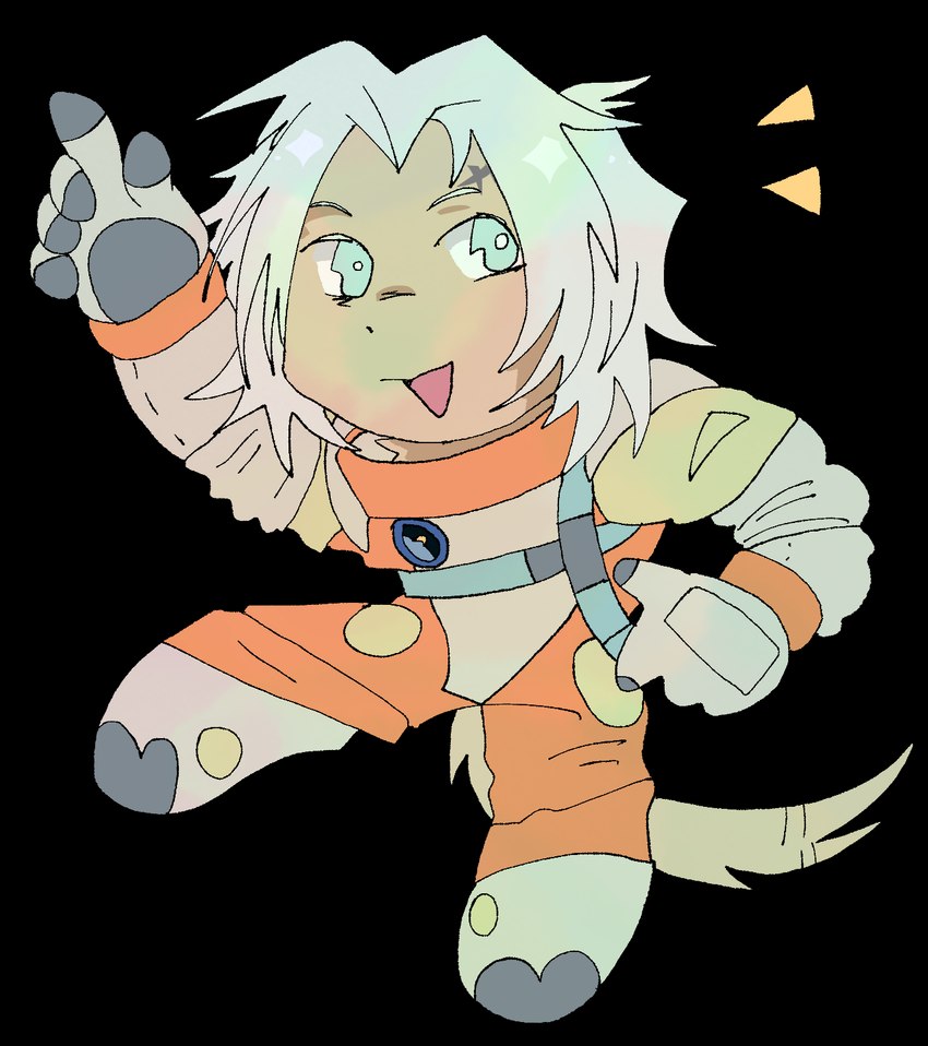 anthro blue_eyes brown_body brown_fur chibi clothing fur gesture gloves grey_hair hair hand_gesture handwear male open_mouth pale_eyes pointing simple_background solo spacesuit tail transparent_background houndsjaw planet_laika laika_(planet_laika) animal_humanoid canid canid_humanoid canine canine_humanoid dog_humanoid humanoid mammal mammal_humanoid tailed_humanoid alpha_channel hi_res