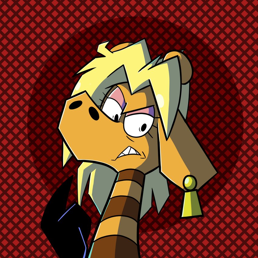 anthro blonde_hair ear_piercing female gangster hair piercing solo pembrokewkorgi da_pukas mary_anne giraffe giraffid humanoid mammal 1:1 absurd_res hi_res