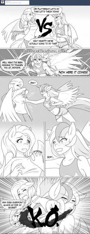 anthro anthrofied ask_blog blush breast_grab breasts container cup dialogue drinking_glass duo female glass glass_container glass_cup hand_on_breast punch question text tumbler wings jonfawkes friendship_is_magic hasbro my_little_pony mythology fluttershy_(mlp) rainbow_dash_(mlp) equid equine mammal mythological_creature mythological_equine pegasus 2017 absurd_res comic english_text hi_res letterbox