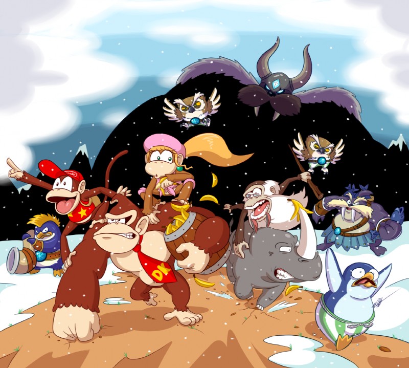 donkey kong, rambi the rhinoceros, lord fredrik, cranky kong, diddy kong, and etc (donkey kong (series) and etc) created by timoteihiv