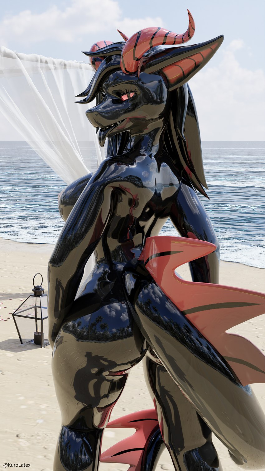 anthro anus beach bedroom_eyes butt clothing dargon female latex latex_clothing looking_at_viewer narrowed_eyes seaside seductive solo tongue tongue_out kurolatex selena_(kurolatex) canid canine canis demon hybrid mammal wolf 3d_(artwork) 4k 9:16 absurd_res digital_media_(artwork) hi_res