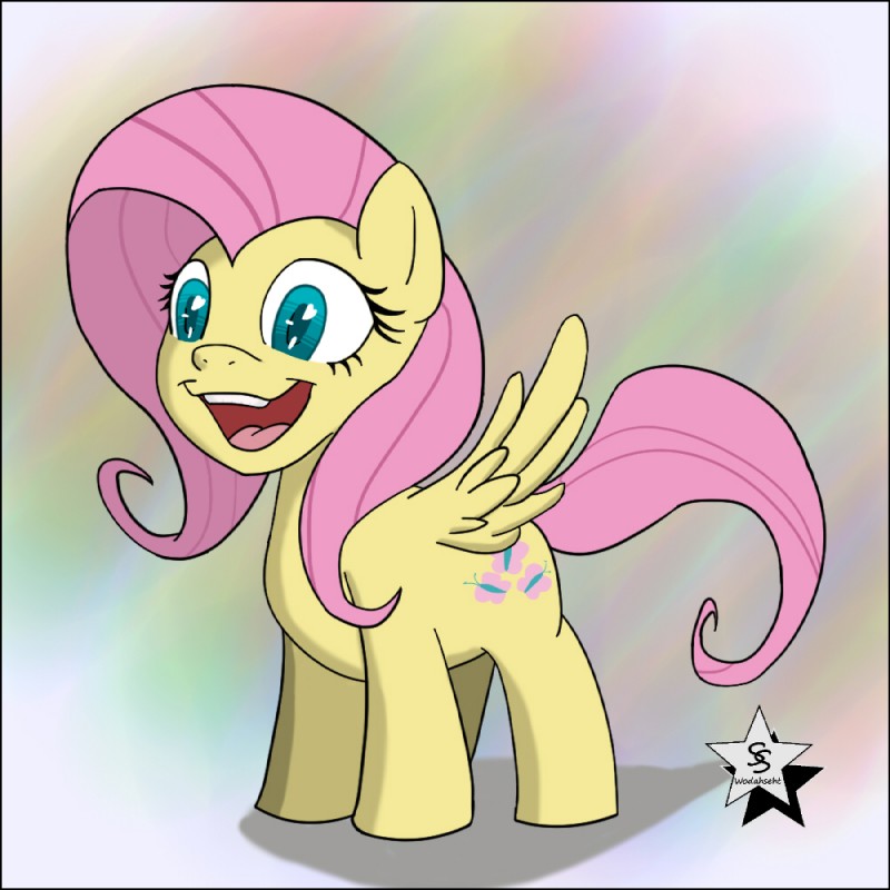 cutie_mark feathered_wings feathers female feral fur hair long_hair open_mouth pink_hair solo teal_eyes teeth tongue wings yellow_body yellow_feathers yellow_fur wodahseht friendship_is_magic hasbro my_little_pony mythology fluttershy_(mlp) equid equine mammal mythological_creature mythological_equine pegasus 1:1 2014