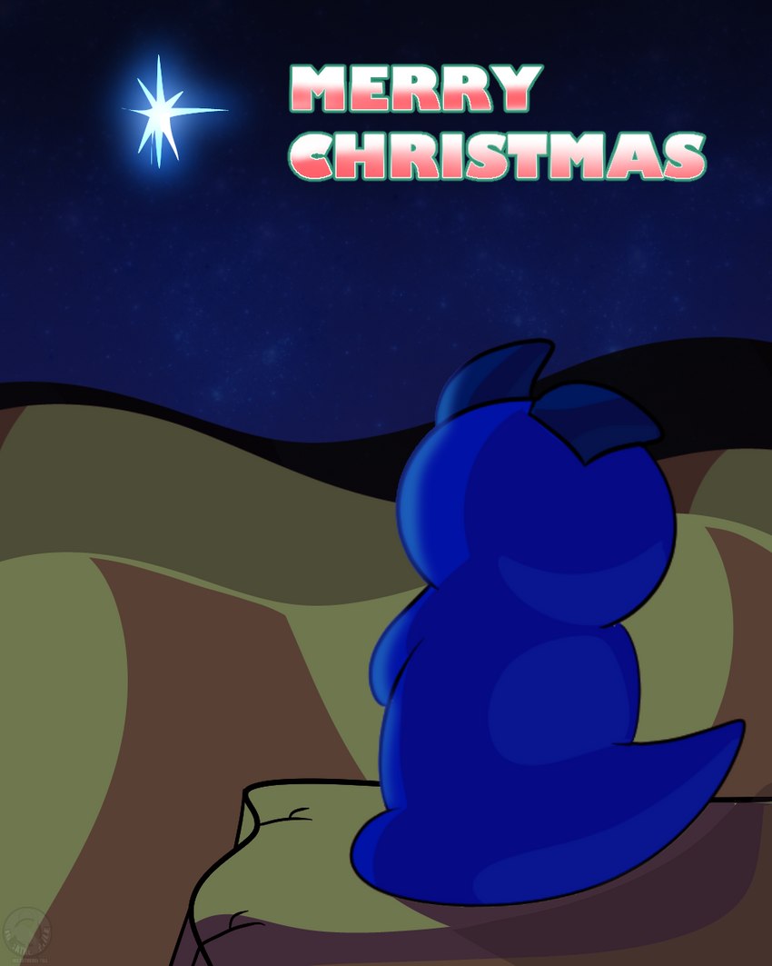 blue_body blue_scales blue_skin desert feral holiday_message holidays looking_away male merry_christmas night rear_view sand scales scutes sky solo star_of_bethlehem tail text justathereptile christmas mini-justa leezord lizard reptile scalie 2018 digital_media_(artwork) english_text hi_res watermark