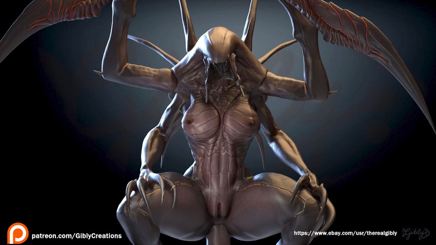 anthro areola breasts crouching female feral front_view genitals nipples pussy solo spread_legs spreading text gibly 2k_games evolve_(copyright) wraith_(evolve) alien monster 16:9 3d_(artwork) digital_media_(artwork) hi_res url widescreen