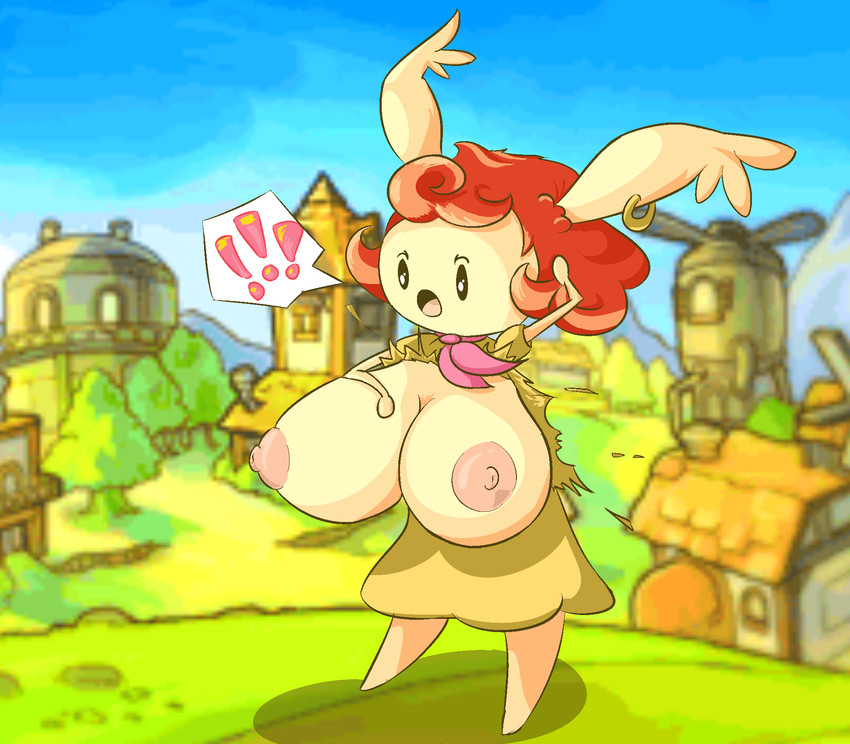 breast_expansion breasts clothing dress ear_piercing exclamation_point expansion female fur hair nipples orange_hair piercing ribbons shocked solo tan_body tan_fur torn_clothing chinigan drawn_to_life animal_humanoid humanoid lagomorph lagomorph_humanoid leporid leporid_humanoid mammal mammal_humanoid rabbit rabbit_humanoid raposa hi_res