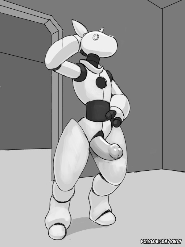 erection genitals humanoid_genitalia humanoid_penis machine male penis solo rinzy robot 2019 3:4 greyscale hi_res monochrome signature